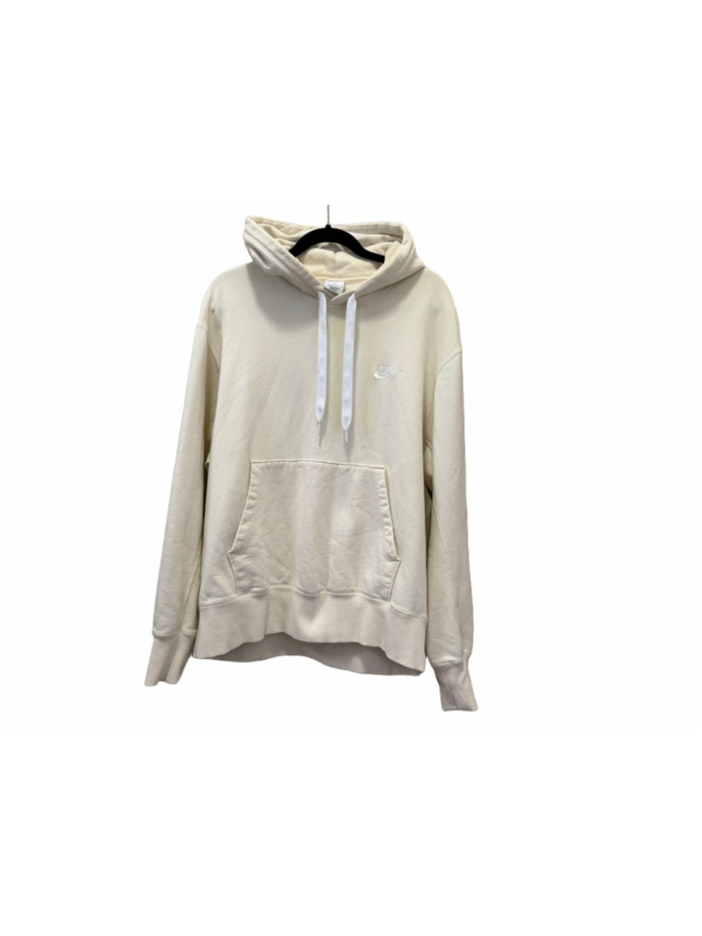 Nike Men’s Pullover Hoodie Size Large Cream Off White 100% Cotton Embroidered Lo